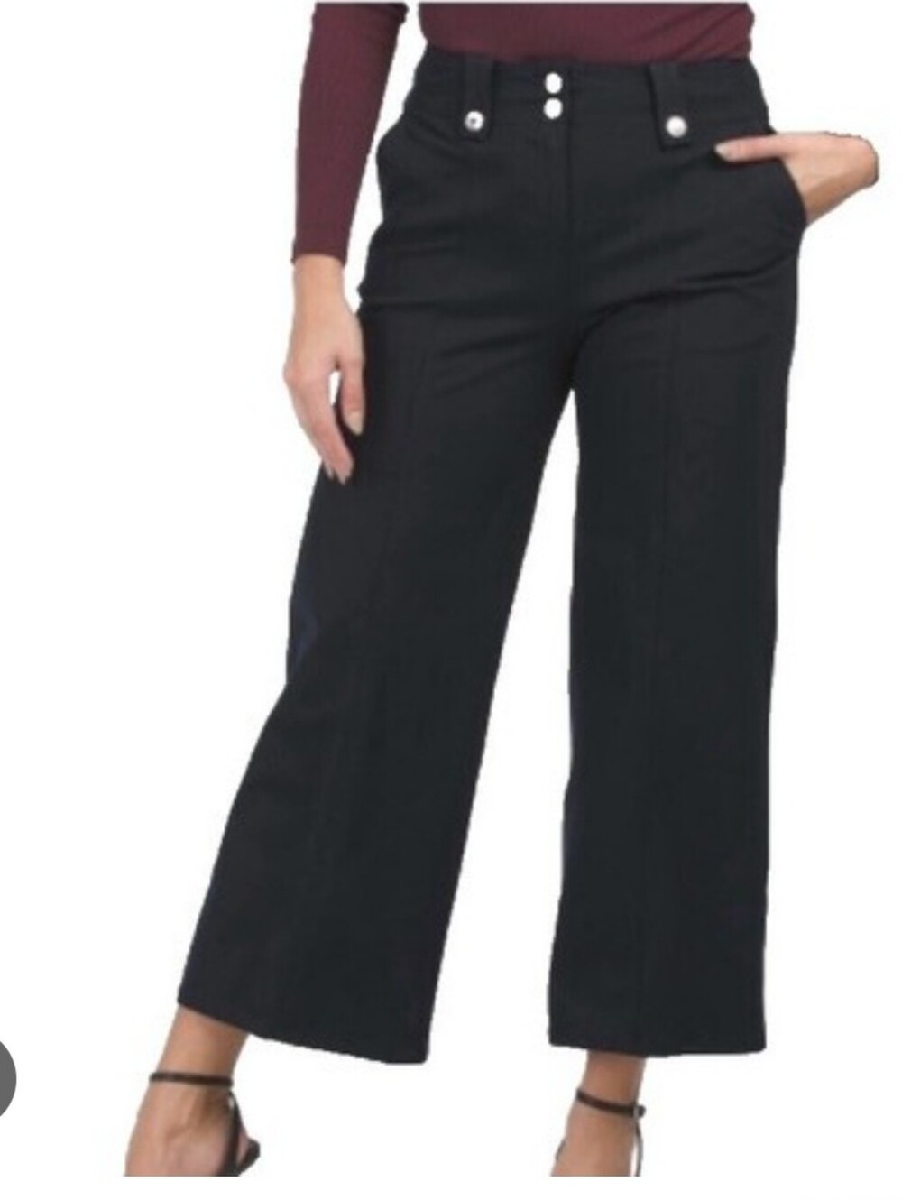 Derek Lam 10 Crosby Black Wide-Leg Crop Trousers Size US 6 RETAIL PRICE IS $395